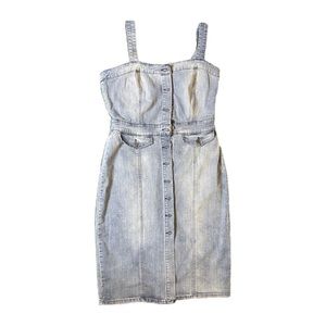 Denim Knee- Length Dress with adjustable straps